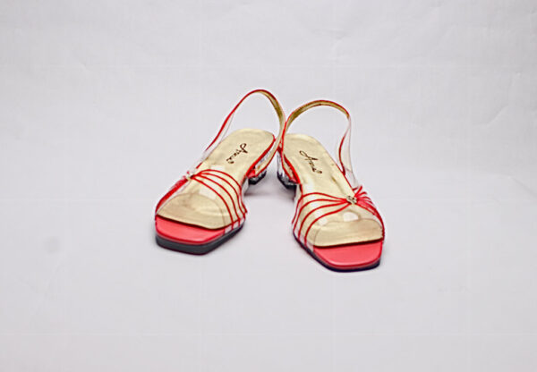 Annie Red Slingback Straps Rhinestone Bow Clear Heel