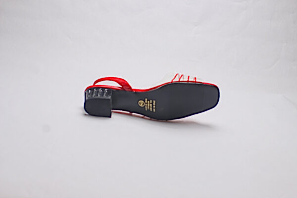 Annie Red Slingback Straps Rhinestone Bow Clear Heel