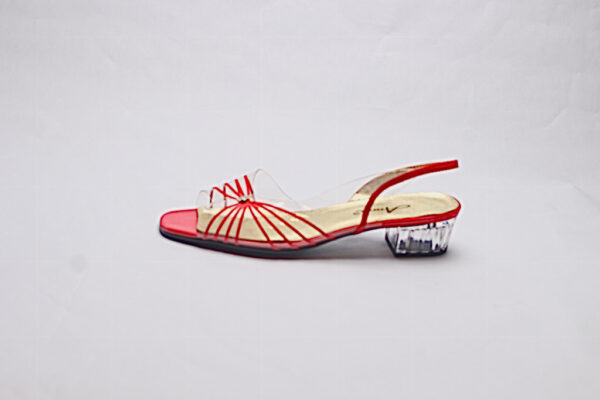 Annie Red Slingback Straps Rhinestone Bow Clear Heel