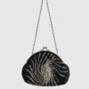 Beaded Spiral Rhinestone Bag/ Black