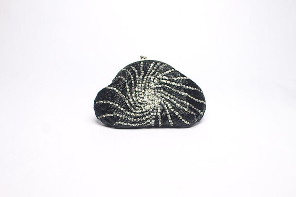 Beaded Spiral Rhinestone Bag/ Black