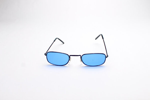 Wire Frame Black/ Rectangle Blue Lens