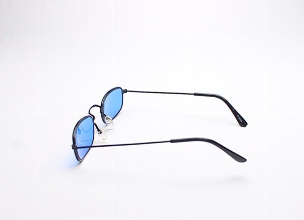 Wire Frame Black/ Rectangle Blue Lens