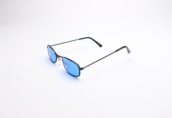 Wire Frame Black/ Rectangle Blue Lens