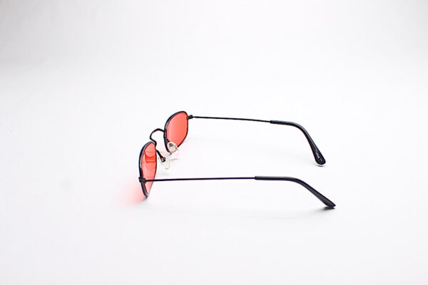 Wire Frame Black/ Rectangle Red Lens