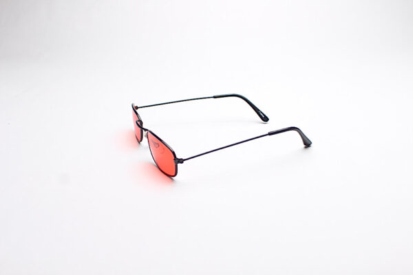 Wire Frame Black/ Rectangle Red Lens