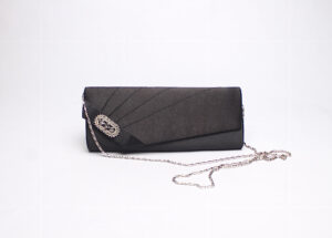 Satin Glam Clutch/ Black