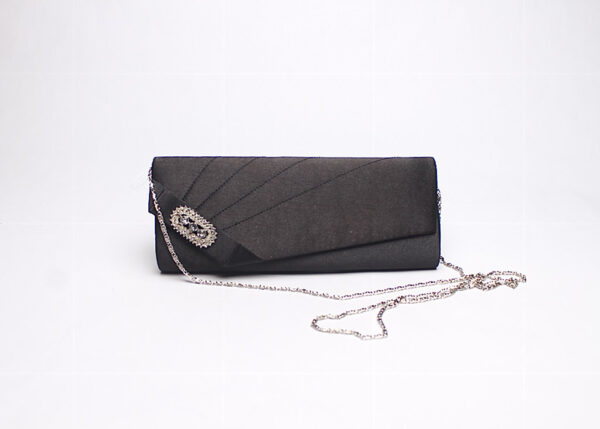 Satin Glam Clutch/ Black