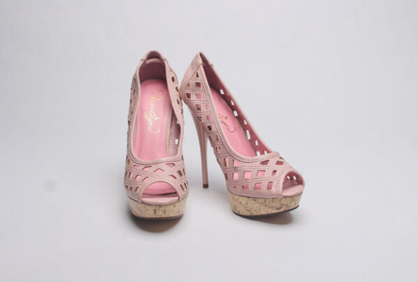 Lattice Cork Heels/ Blush