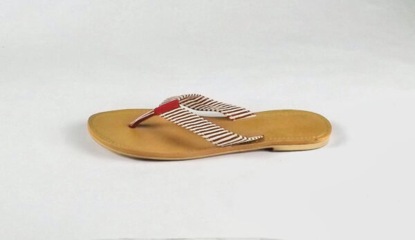 Stripe Sandal/ Cranberry & White