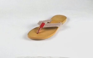 Stripe Sandal/ Cranberry & White