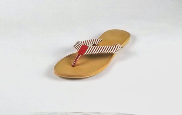 Stripe Sandal/ Cranberry & White