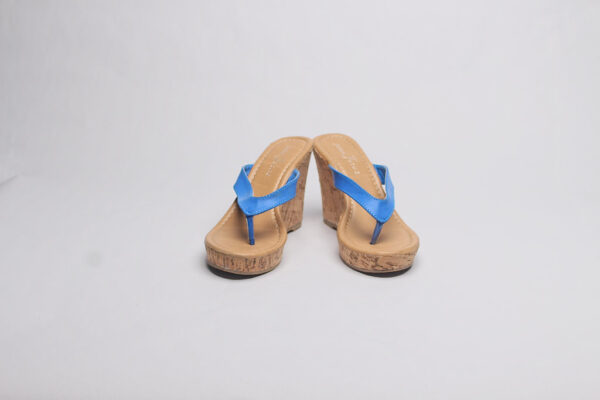 Cork Thong Wedge/ Blue