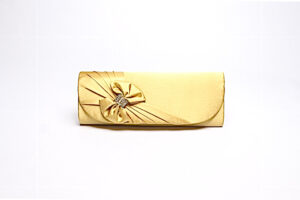 Satin Bow Clutch/ Gold