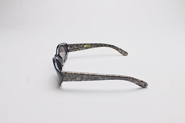 Faux Leather Reptile Print Frames/ Oval Grey & Black