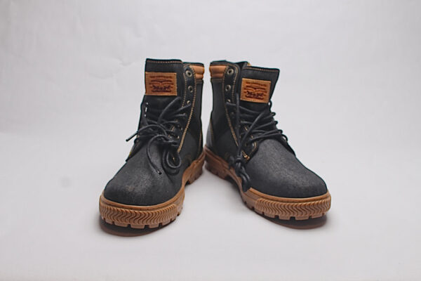 Levi's Black Denim Brown Trim Boots