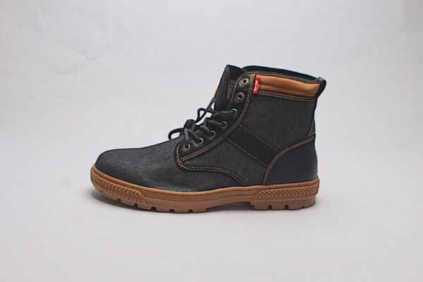 Levi's Black Denim Brown Trim Boots