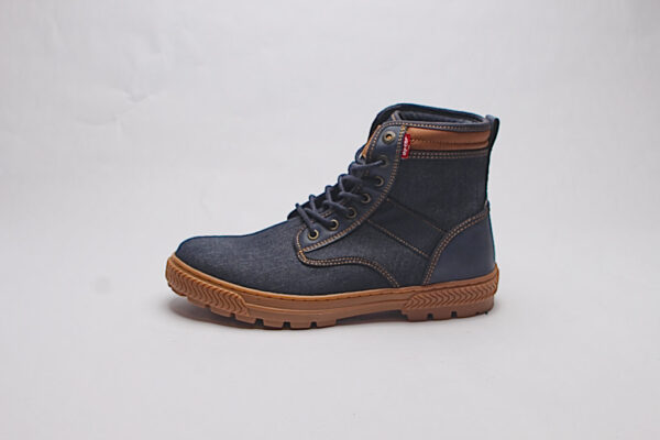 Levi's Blue Denim Brown Trim Boots