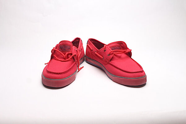 Nautica Moc Toe Canvas Deck Sneakers/ Red & Navy