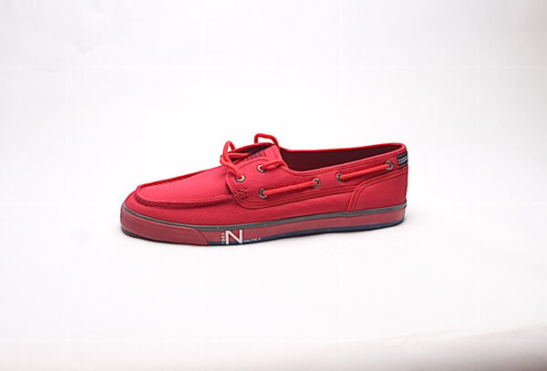 Nautica Moc Toe Canvas Deck Sneakers/ Red & Navy