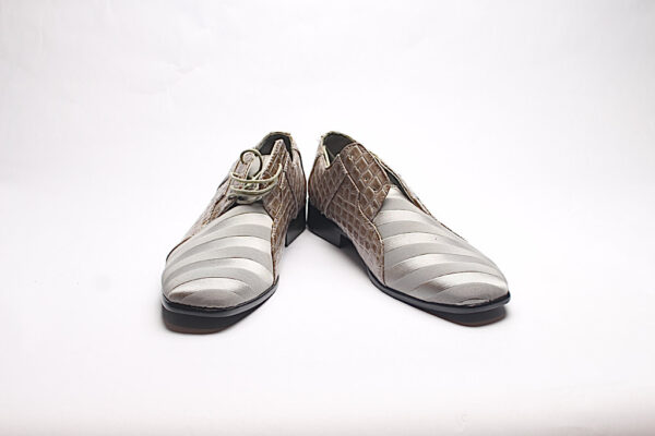 Parrazo ModaItaly Half Reptile Skin Dress Shoes/ Grey