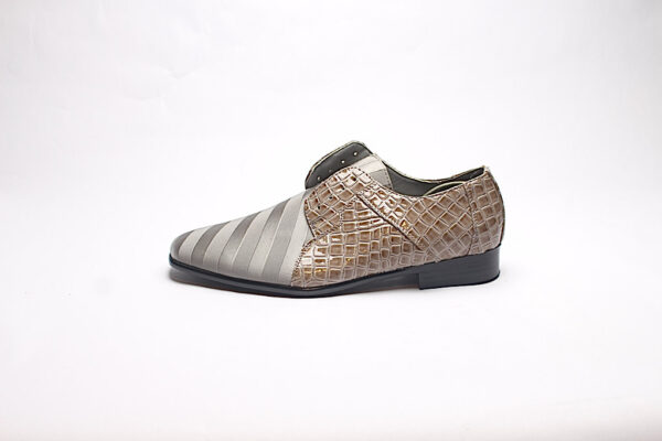 Parrazo ModaItaly Half Reptile Skin Dress Shoes/ Grey