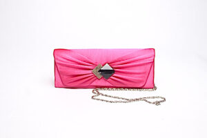 Pleated Evening Clutch/ Pink