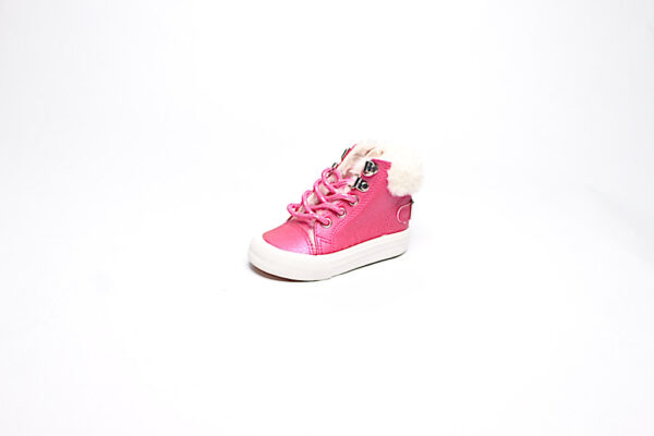 Faux Fur Toddler Sneaker/ Pink & White