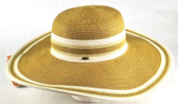 Sun Hat/ Beige & White