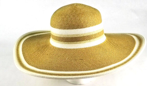 Sun Hat/ Beige & White