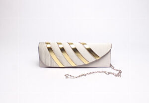 Stripe Clutch/ Silver & Gold