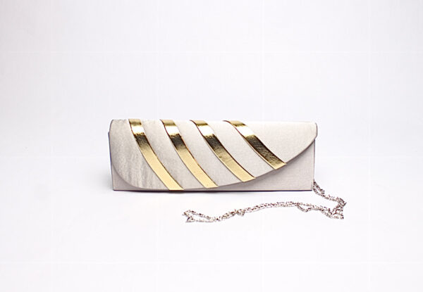 Stripe Clutch/ Silver & Gold