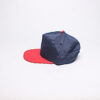 Snap Back/ Blue Satin with Red Brim