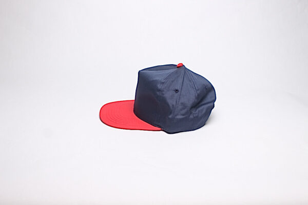 Snap Back/ Blue Satin with Red Brim