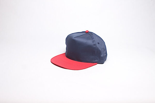 Snap Back/ Blue Satin with Red Brim