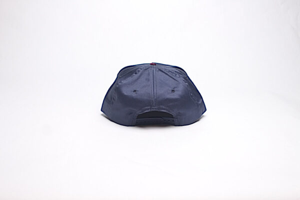 Snap Back/ Blue Satin with Maroon Brim