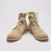 Lace Up Combat Boots With Zipper/ Beige