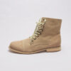 Lace Up Combat Boots With Zipper/ Beige