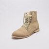Lace Up Combat Boots With Zipper/ Beige