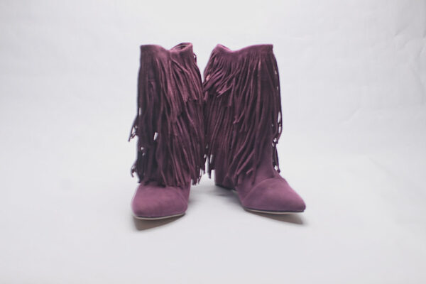 Fringe Pointy Toe Boot/ Purple