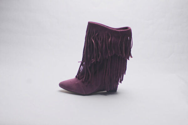 Fringe Pointy Toe Boot/ Purple