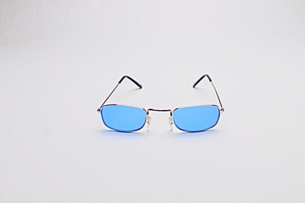 Wire Frame Silver/ Oval Blue Lens