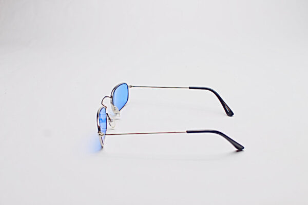 Wire Frame Silver/ Oval Blue Lens