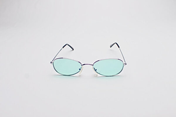Wire Frame Silver/ Oval Translucent Green Lens